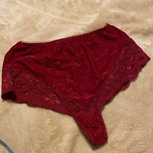 Sexy Vintage Red Lace & Roses High Waist Panty